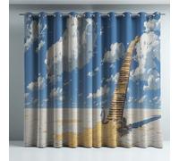 Generico Cartone Animato Tende Oscuranti Microfibra Blu Giallo Fumetto Misterioso Cartone per Porta Finestra Tessuto in Microfibra Termiche Isolanti per bambini 140L x 160A cm (2 Pannelli)