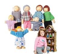 Generico Casa Delle Bambole - Set Da Gioco Per Bambole Happy Family Da 3,94 Pollici | People 8 Figure Di Famiglia Bamboles In Legno | Pieghevoli Per La Cameretta Della Scuola Materna Finta Di