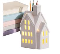 Generico Casa di Natale,Casa in Ceramica con Luce A LED - Centrotavola per La Tavola di Natale - per La per Le Feste Il Tavolo Gli Interni La Mensola del La Festa L Esposizione Stagionale