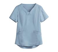 Generico Casacca Sanitaria Donna Cotone Divisa Medico Elegante Manica Corta Camice da Laboratorio Elasticizzato Leggero Camice da Lavoro Officina Pulizie Divisa Sanitaria Divisa Infermiere 2025