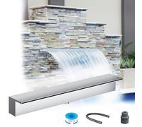 Generico Cascata Personalizzabile in Acciaio Inox per laghetto, Giardino, Piscina e Spa - Elegante Design a Incasso per Esterni, Patio e Giardino, Ideale per Creare cascate.