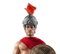 Genérico Caschi greci - Copricapo con pennacchio di piume rosse | Accessorio per costume greco da cavaliere medievale retrò guerriero dorato guerriero romano