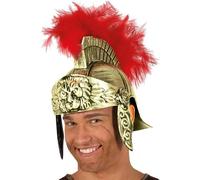 Genérico Caschi romani | Copricapo con pennacchio di piume rosse | Accessorio per costume greco da cavaliere medievale retrò guerriero dorato guerriero romano