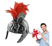 Genérico Casco Cavaliere Romano - PP e Piuma Naturale Taglia Adulto | Casco da Guerriero dal design autentico, resistente e durevole, costume da carnevale, evento a tema, copricapo