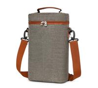 Genérico Case Da Viaggio Di Vino A Prova Di Perdita: Bottiglia Bag Carrier, Isolato 2 Bottiglie Di Frigorifero Bottiglia | Porta Vini Doppio Portatile per Picnics, Eventi In Air, Grigio, Consulte la
