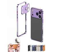 Generico Case Ultra-Thin Metal Frame Heat Dissipation Cases with Lens Protector, Detachable Metal Lens Cover for iPhone 17/16/15/14 (Purple,16promax)