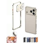 Generico Case Ultra-Thin Metal Frame Heat Dissipation Cases with Lens Protector, Detachable Metal Lens Cover for iPhone 17/16/15/14 (Primary Colors,16promax)