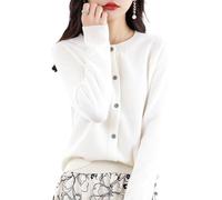 Generico Cashmere Button Front Long Sleeve Cardi, Cashmere Cardigans for Women, Soft Warm Knit Elastic Suitable for Winter (White,10XL)