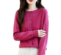 Generico Cashmere Button Front Long Sleeve Cardi, Womans Sweaters Cardigan Button Cashmere, Cardigan Sweaters for Womens (Raspberry,XL)