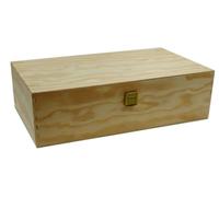 Generico Cassetta per vino per due bottiglie -scatola in legno compensato con coperchio, 2 scomparti interni, 33,9cm x 19,1 cm x 9,3 cm, con chiusura in metallo dorato, ideale anche per il fai da te