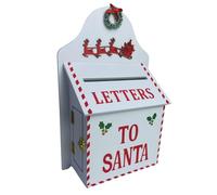 Generico Cassetta Postale per Le Lettere a Babbo Natale - in Legno Multicolore - H32 x 20 x 10 cm - Buca Postale Letterina Natalizia -Arredamento Addobbi Natalizi Bianco