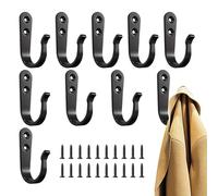 Generico Cast Iron Hooks - Wall Mounted Heavy Duty Hanging Hooks | Vintage Style Iron with Rust Resistant Coating, Decorative Coat Towel Key Organizer Hook for Home Entry Bathroom Kitchen Use