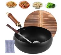 Generico Cast Iron Pot Set - 24cm Versatile Frying Pan Cookware With Wooden Handle Lid Spatula, Induction Stove Compatible Camping Pot | Heavy Duty Kitchen Must-Have For Soup Meat Vegetables Noodles