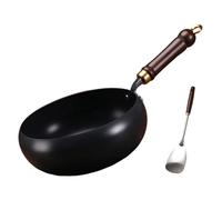Generico Cast Iron Skillet, Hand-Forged Non Stick Iron Wok with Lid, No Chemical Coated Flat Bottom Chinese Pan for All Stoves, Hundred Years of Hand-Forging (11″ without lid)