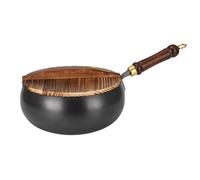 Generico Cast Iron Skillet - Japanese Hand-Forged Uncoated Pan, 24cm(9.4in) Multi-purpose Frying Pan with Glass Lid, Fit Gas & Induction Cooktops (Wooden Lid,28cm/11in)