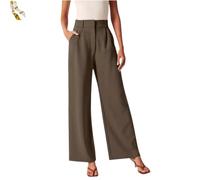 Generico Casual Business High Waist Suit Pants,Women's Straight Dress Trousers with Pockets,Long Loose Wide Leg Work Pants