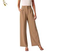 Generico Casual Business High Waist Suit Pants,Women's Straight Dress Trousers with Pockets,Long Loose Wide Leg Work Pants