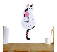 Generico Cat Clocks Wall - 16.54x7.09 Inches Animal Wall Clock with Swinging Tail for Bedroom, Living Room Decor with Silent Movement, Cute Cats Watch for Kitchen, Offices, Black Finish, Gift Use