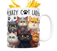 Generico Cat Coffee Cup, Cartoon Kitten Mug, Animal Print Drinkware, Comfortable Handle Grip, 11oz Ceramic Design, 3.15x3.15x3.74 inches, Excellent for Pet Lovers, Kitchen, Table Display Use