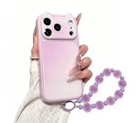 Generico Cat Ear Phone Case 3D for iPhone Acrylic Glossy Back All-Inclusive (With Bracelet-D,14)