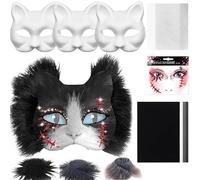 Generico Cat Face masSKk - Blank Cat Masques Set, Decorative masSKk for Parties, Costume Prop with Mesh and Felt Sheet Arts Crafts for Masquerade Women Cosplay Carnival Party, Cats Masque Base