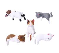 Generico Cat Figurines - Cartoon Resin Decor, 5 Pieces Kitten Statues, Dashboard Desk Ornament, Miniature Animal Sculptures, Office Living Room Category, Multi-Color Small