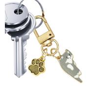Generico Cat Keychain, Cute Kitten Keyring With Enamel Charm & Silver Tone
