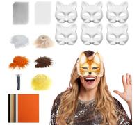 Generico Cat Masquerade Mask, White Cats Mask Kit, 7.48x6.69in Portable Mesh and Felt Sheets, Arts Crafts Costume Set for Women’s Cosplay, Party, Carnival, Masquerades & More
