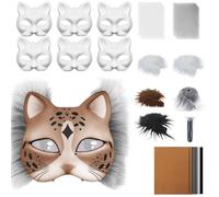 Generico Cat Masquerade Mask, White Cats Mask Kit, 7.48x6.69in Portable Mesh and Felt Sheets, Arts Crafts Costume Set for Women’s Cosplay, Party, Carnival, Masquerades & More