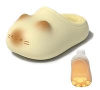 Generico Cat Paw Print Fluffy Plush Wool Heightening Slippers, a Winter Gift Idea for Girls (Beige,40)