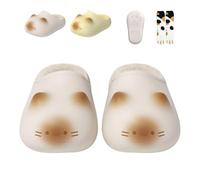 Generico Cat Paw Print Shoe, Cat Paws Footprints Fluffy Plush Fleece Height Increase Slippers, Winter Non-Slip House Shoes (Beige,40)