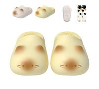 Generico Cat Paw Print Shoe, Cat Paws Footprints Fluffy Plush Fleece Height Increase Slippers, Winter Non-Slip House Shoes (Yellow,39)