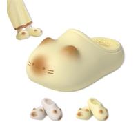 Generico Cat Paws Footprints Fluffy Plush Fleece Height Increase Slippers, Cat Paw Slippers, Non-Slip Winter Furry Comfort (Yellow,40-41)