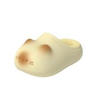 Generico Cat Paws Footprints Fluffy Plush Fleece Height Increase Slippers, for Winter Girls Gift Idea, Cute Animal Home Shoes (Yellow,32 1/3)