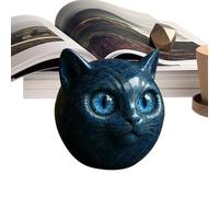 Generico Cat Sculpture, Miniature Cat Figure, Hand Carved Cats Head with 2 Inches Size, Desktop Statue for Collector, Shelf, Cabinet, Bookshelf, Study Presents, Home, Dorms, Apartment, Beige Gray