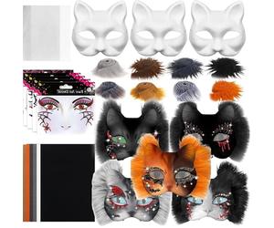 Genérico Cat, Set, Cat | With And Eye Mesh,Felt Fabric Sheet,DIY Blank Paper Painting Set For Masquerade, Carnival, Cosplay, Halloween, Party