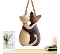 Generico Cat Statue - Cute 2d Flat Wooden Animal Shaped Figurines | Cat Couple Sculpture Suitable For Wedding, Birthday Celebrations, Romantic Bedroom, Girlfriend