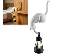 Generico Cat with Lantern Shelf Decor, 3D Printed LED Hanging Cat Figurine, Retro Style Night Light for porches patios and Bookshelves, The Ideal Gift for Cats Lovers