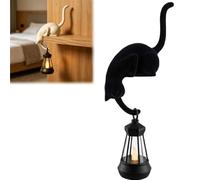 Generico Cat with Lantern Shelf Decor, 3D Printed LED Hanging Cat Figurine, Retro Style Night Light for porches patios and Bookshelves, The Ideal Gift for Cats Lovers