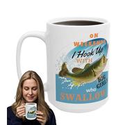 Generico Catch Brew Cup, Fisherman Coffee Mug, Ceramic Beverage System with Funny Print Artwork Design, Heat Resistant Drinkware Build, Novelty Style Cup Set, Drink Use for Kitchen, Desk and Travel