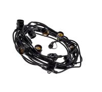 Generico CATENA CATENARIA LUMINOSA 5 METRI NERA PER 10 LAMPADINE LED E27 PER ESTERNO IP65