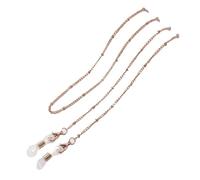 Generico Catena per Occhiali con Sfere di Metallo - Corda Anti-Perdita con Design a Perline per Occhiali da Lettura e portamascherina(Rose Gold)