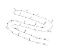 Generico Catena per Occhiali con Strass - Collana Multicolore Anti-Perdita per Occhiali da Sole e Cuffie(Silver)