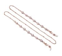 Generico Catena per Occhiali in Acciaio Inossidabile con Dettagli in Perla - Laccio Anti-Perdita per Occhiali e mascherine(Rose Gold Pearl Short Necklace)