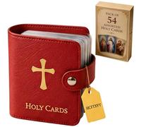 Generico Catholic PU Leather Holy Card Holder, Pocket Prayer Card Organizer with Snap Closure for 40 Sleeves, Portable Travel Wallet for Religious,Books Bible Accessory