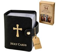 Generico Catholic PU Leather Holy Card Holder, Pocket Prayer Card Organizer with Snap Closure for 40 Sleeves, Portable Travel Wallet for Religious,Books Bible Accessory