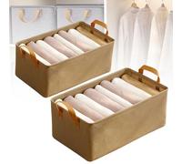 Generico Cation Multi-Functional Folding Wardrobe, Folding Wardrobe Storage Box, Large Ultra Space Clothes Drawer Organizer, with Handle for Various Bedding (Beige A*2)