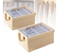 Generico Cation Multi-Functional Folding Wardrobe, Folding Wardrobe Storage Box, Large Ultra Space Clothes Drawer Organizer, with Handle for Various Bedding (Beige B*2)