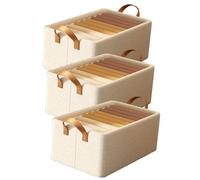 Generico Cation Multi-Functional Folding Wardrobe, Pickelect Foldable Wardrobe Storage Boxes, Ultra Space Clothes Drawer Organizer Closet with Handle,Bedding/Toys (Beige,3Pcs)