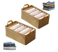 Generico Cation Multi-Functional Folding Wardrobe, Pickelect Storage Boxes, Wardrobe Pants Storage Container, Ultra Space Clothes Drawer Organizer Closet, Stackable Storages Box for Clothes (2 khaki)